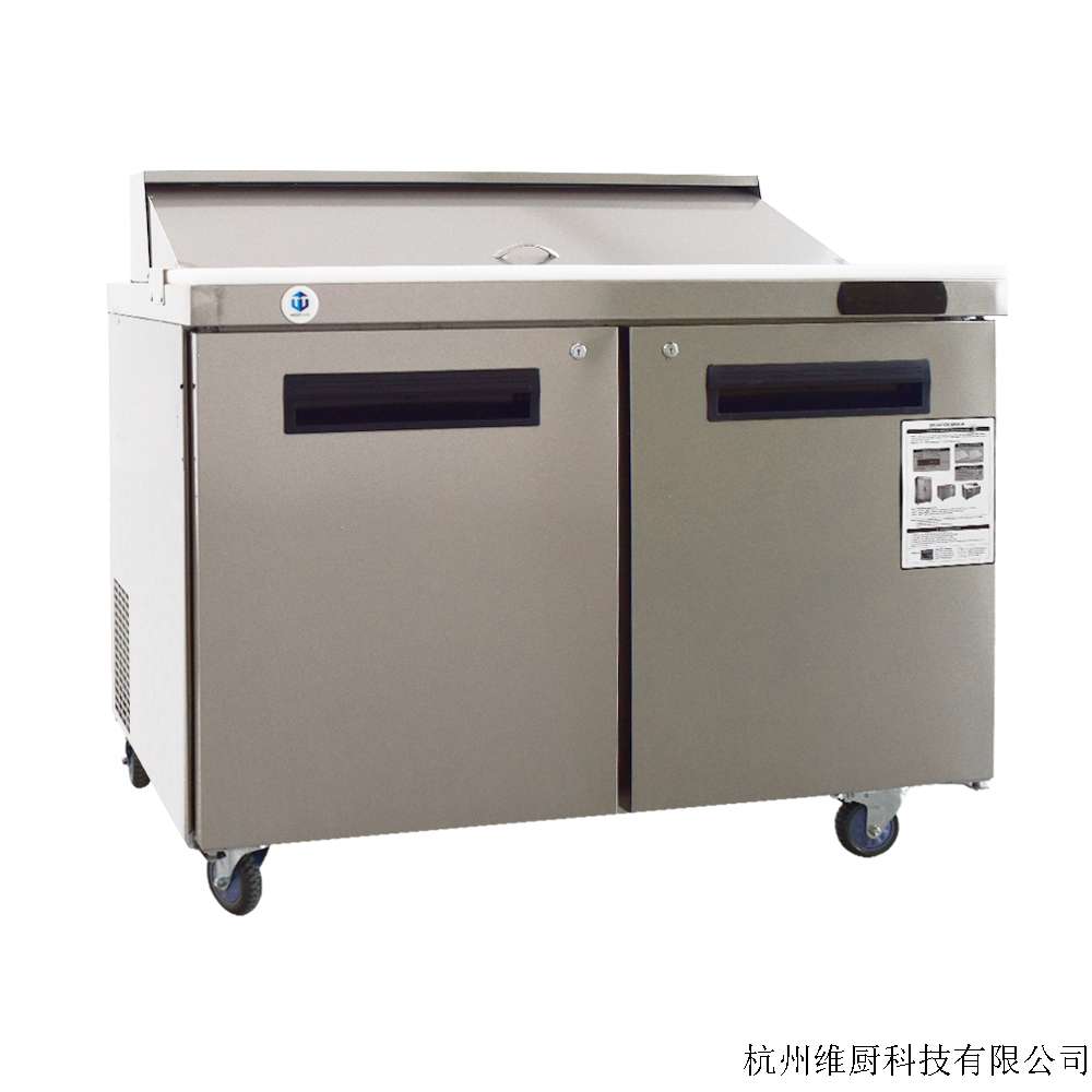 Shop Commercial Kitchen Equipment Residential Bar WESTLAKE Refrigerator Sandwich&Salad Prep Table 2 Door Stainless Steel Counter Fan Cooling Refrigerator with pans-48 Inches for Restaurant 